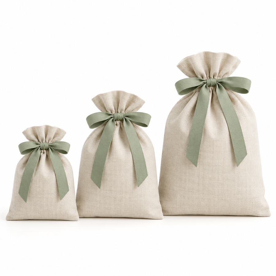 Ribbon Loop Fabric Gift Bag Set